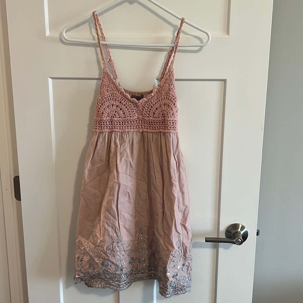 Light pink sequin bottom mini dress